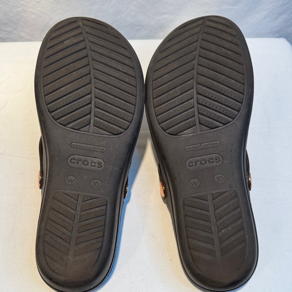 CROCS Black and Tan Women's Sandals - Picture 5 of 9